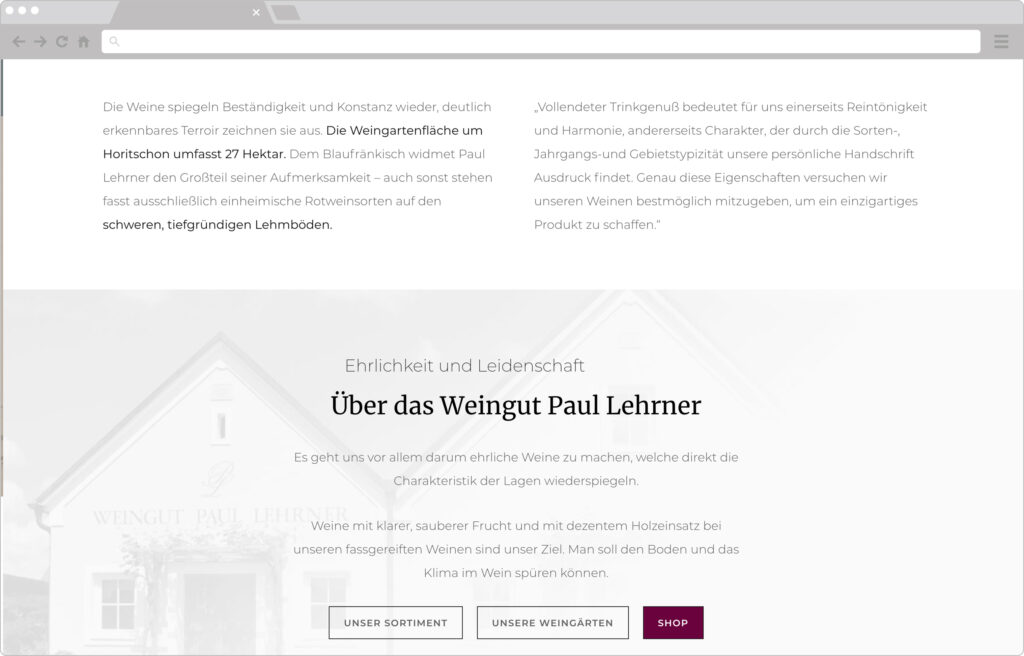 Website Relaunch Weingut Paul Lehrner Homepage